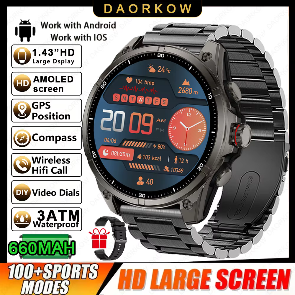 2025 nouvelle montre intelligente GPS pour Sports de plein air Smartwatch boussole altimètre baromét