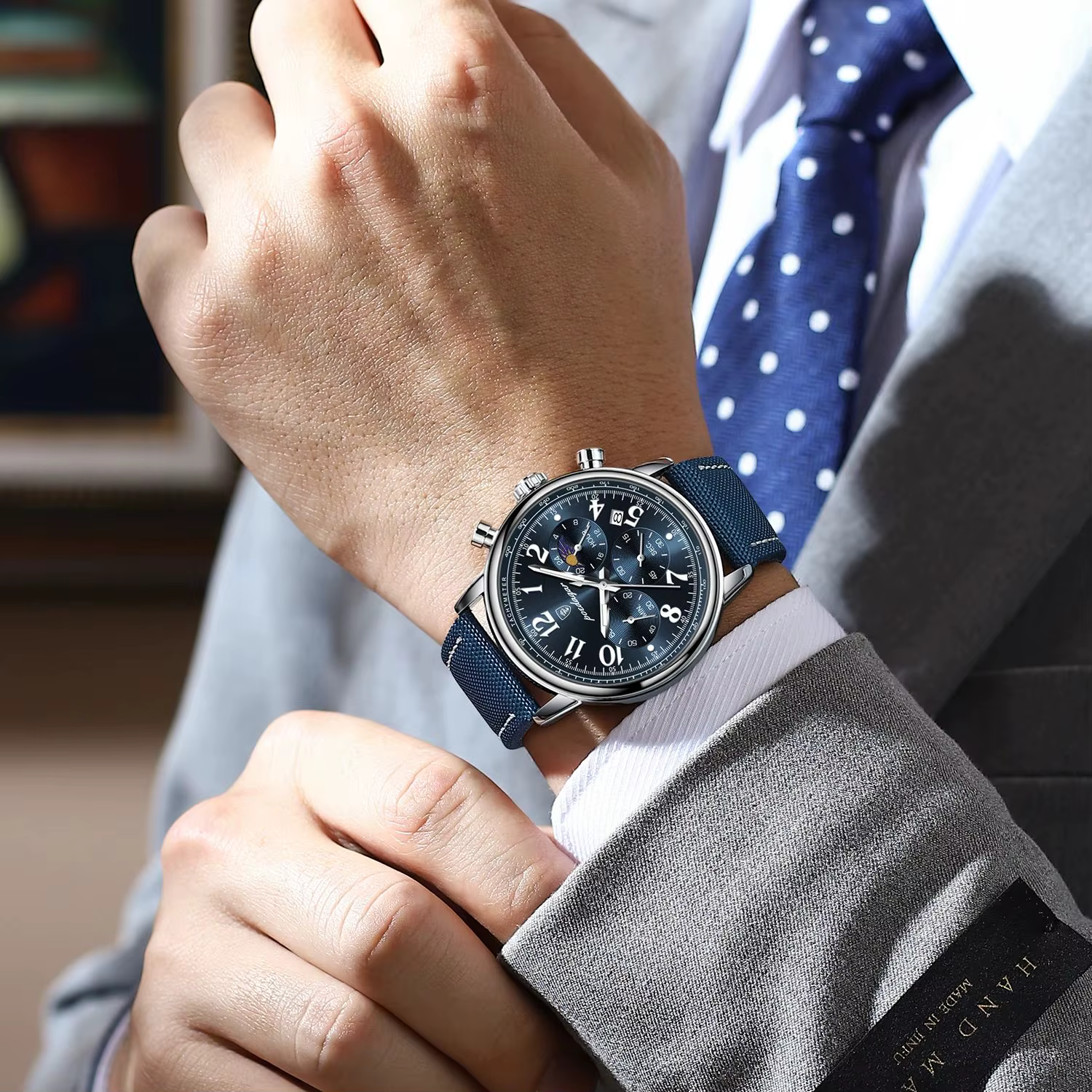 POEDAGAR luxe sport militaire hommes montre étanche lumineux chronographe Nylon cuir Date homme mont