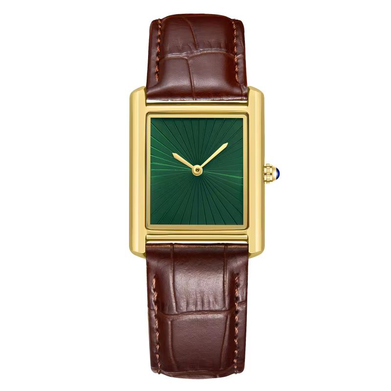 Nouvelle montre carrée classique pour hommes femmes conception Simple à deux mains bracelet en cuir