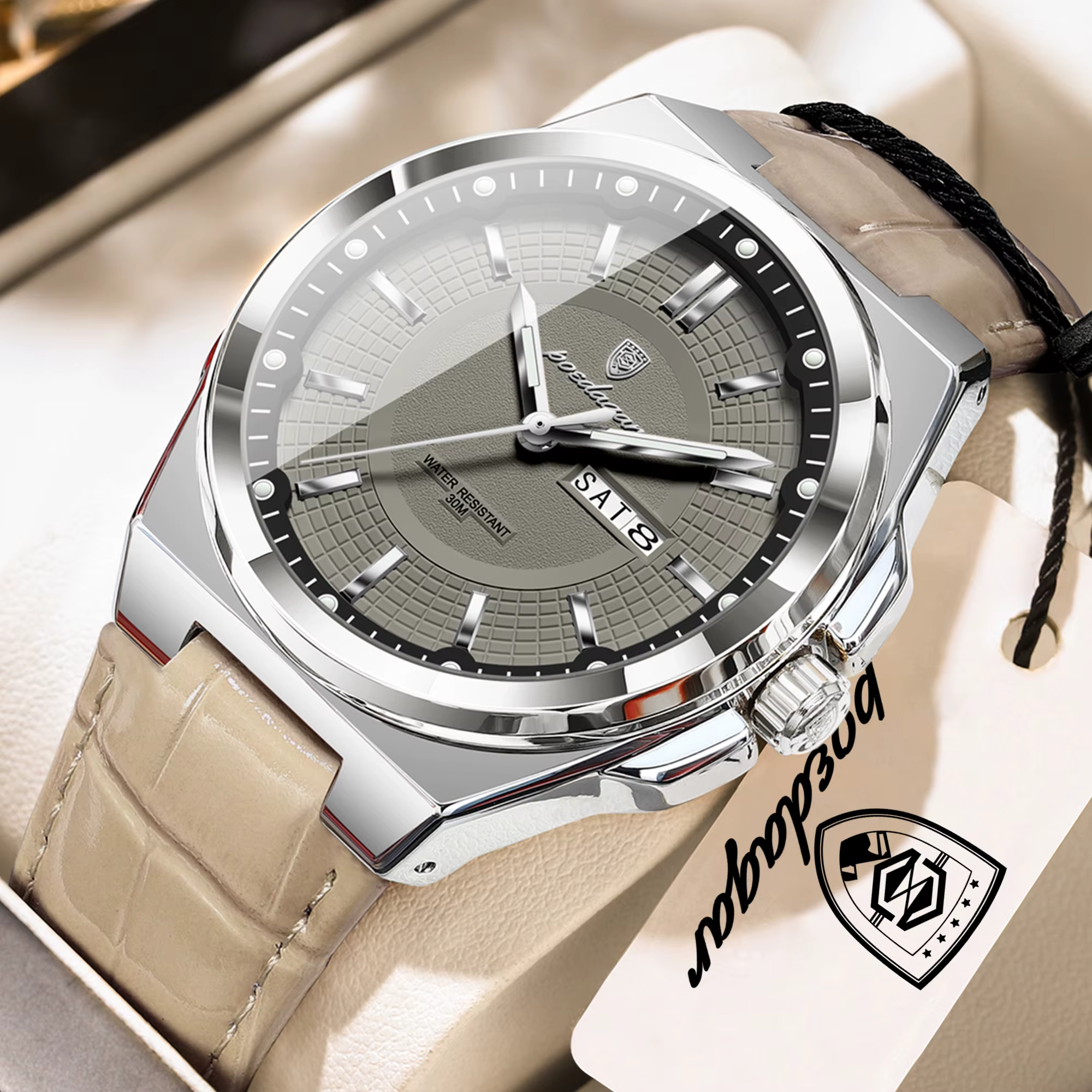 Montre homme POEDAGAR de haute qualité, étanche, lumineuse, avec date et jour, quartz, bracelet en c