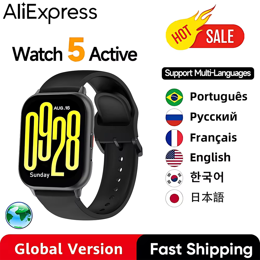Montre connectée 5 version globale, écran AMOLED 2,0 pouces 60 Hz, GNSS intégré, appels Bluetooth, p