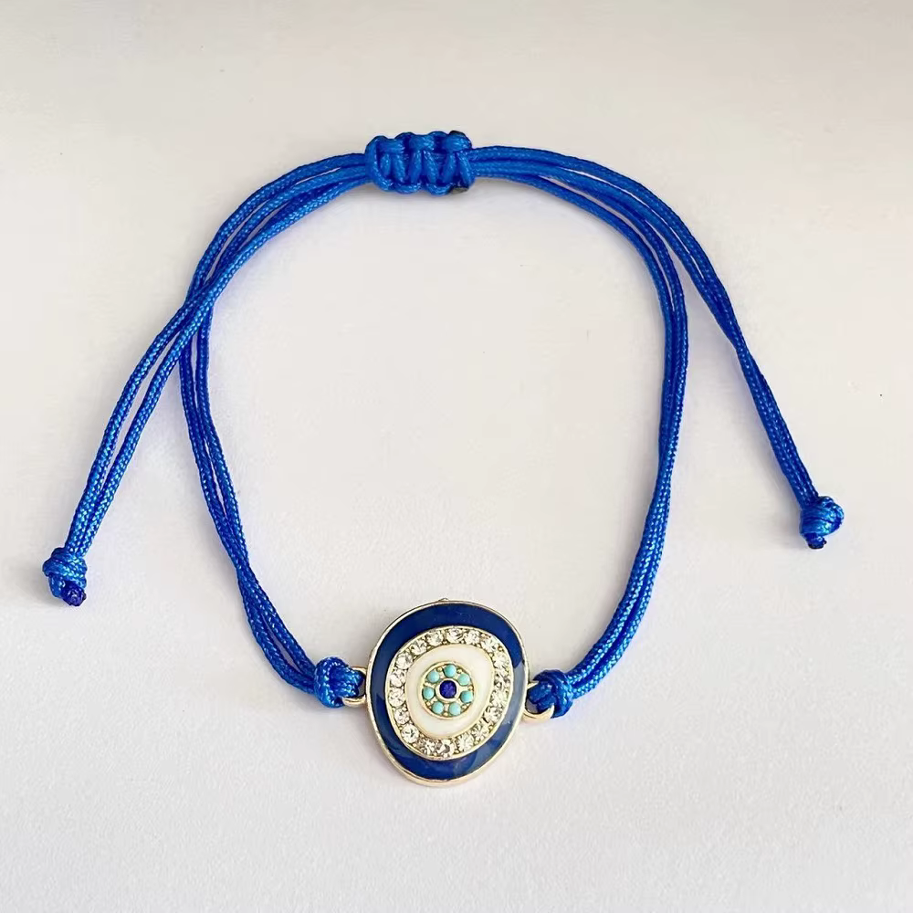 Bracelets tissés mauvais yeux avec breloques, bracelets empilables en tissu