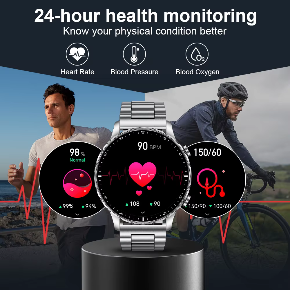 LIGE 2026 nouvelle montre intelligente hommes sang oxygène moniteur de santé montres pour hommes AI