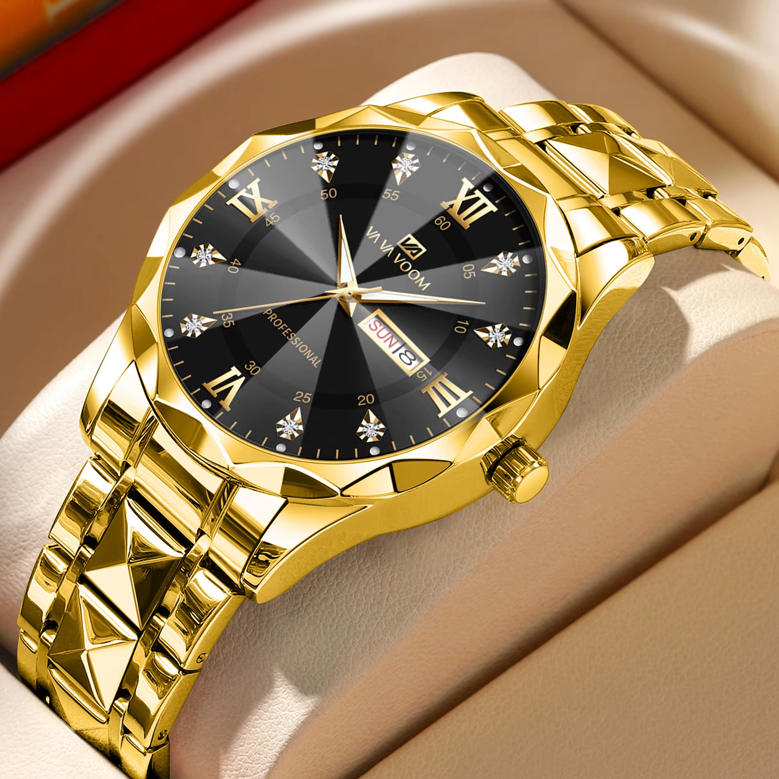 2024 Nouvelle montre pour hommes mode Rivet bracelet en acier inoxydable de luxe eau diamant diamant