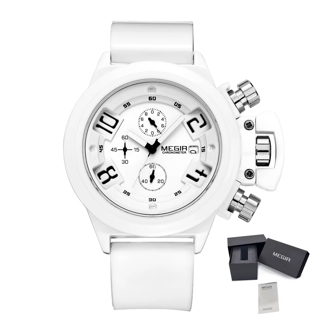 MEGIR Sport de plein air hommes montres chronographe étanche horloge grand cadran Quartz militaire m