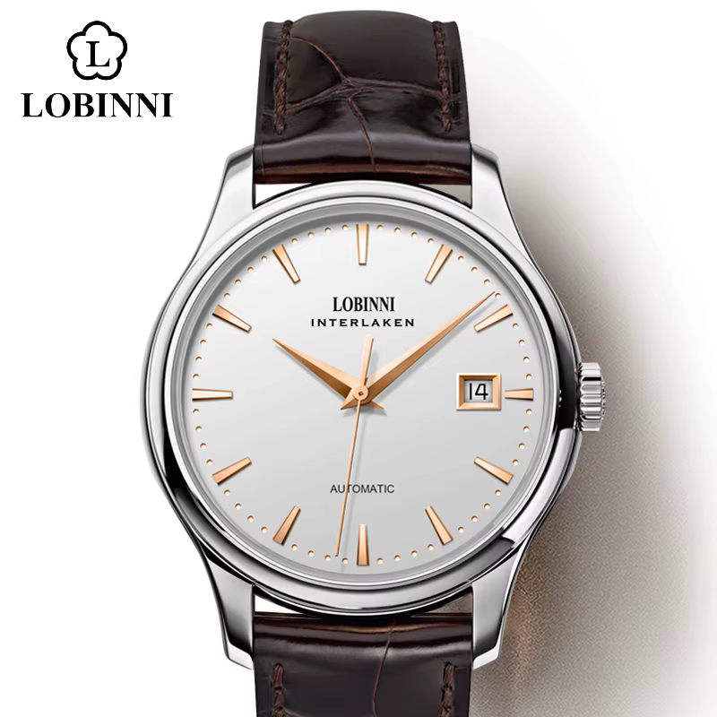 Montre mécanique pour homme LOBINNI L12026, mouvement ST2130, verre saphir, étanche 50M, date, affai