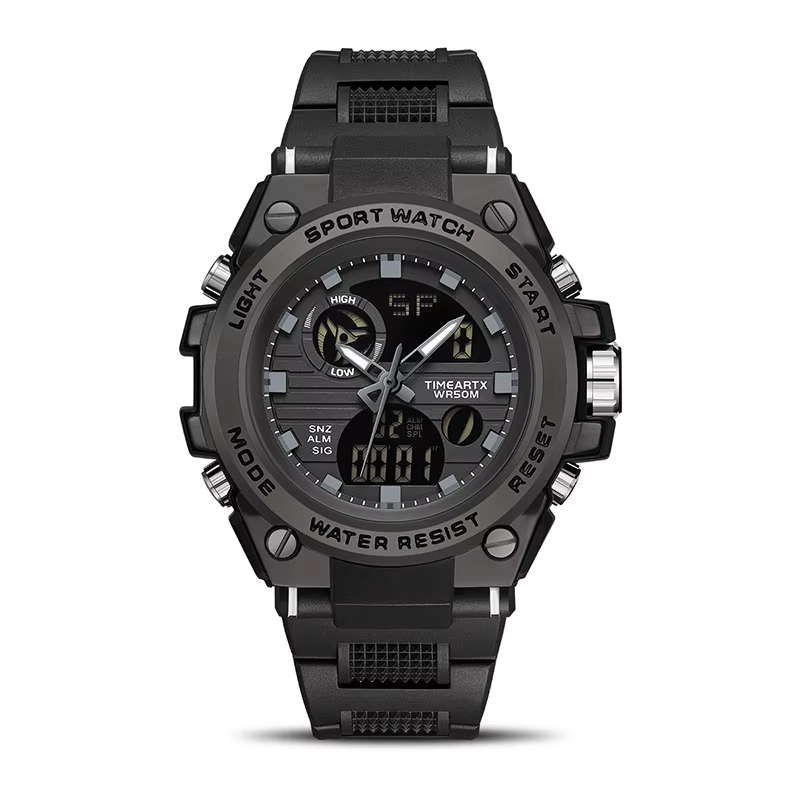 Montre de mode pour homme TIMEARTX, boîtier en ABS, alarme numérique lumineuse, montre de sport d'ex