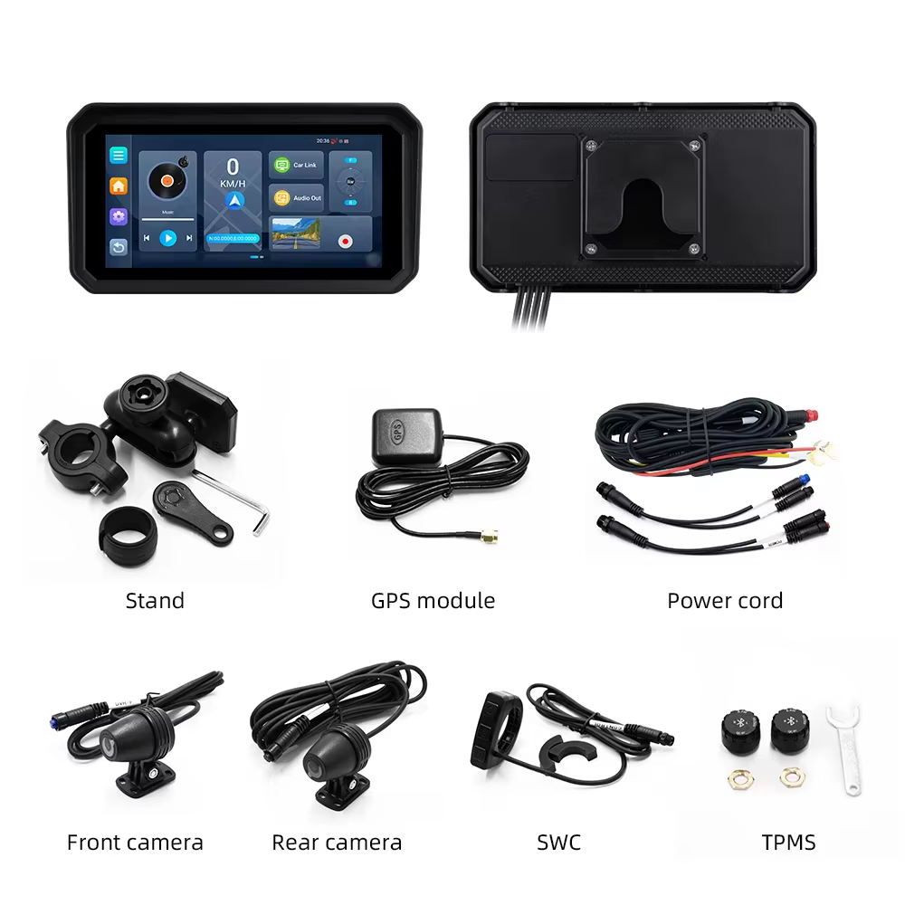 EKIY Android 14.0 4+64GB 6 pouces Navigation GPS pour moto avec Carplay, Nouveau Carplay sans fil Ap