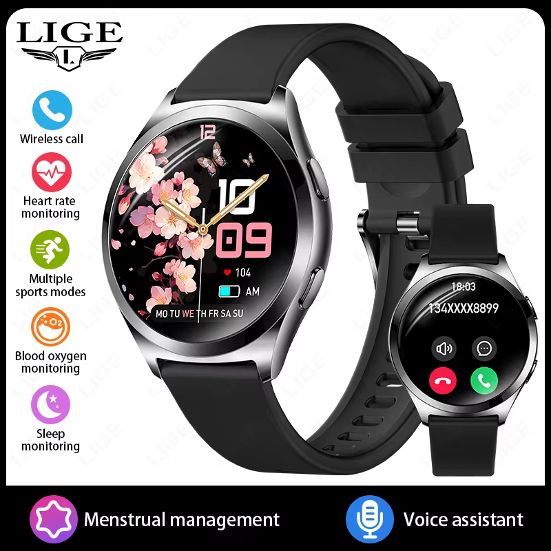Montre connectée pour femmes, nouvelle mode, 1.27 pouces, cadran personnalisé, surveillance de la fr