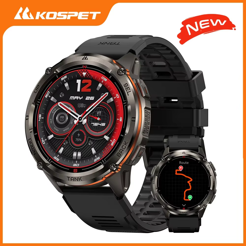 KOSPET TANK T3 Ultra 2 montre intelligente pour hommes GPS en acier inoxydable Smartwatch 50M étanch