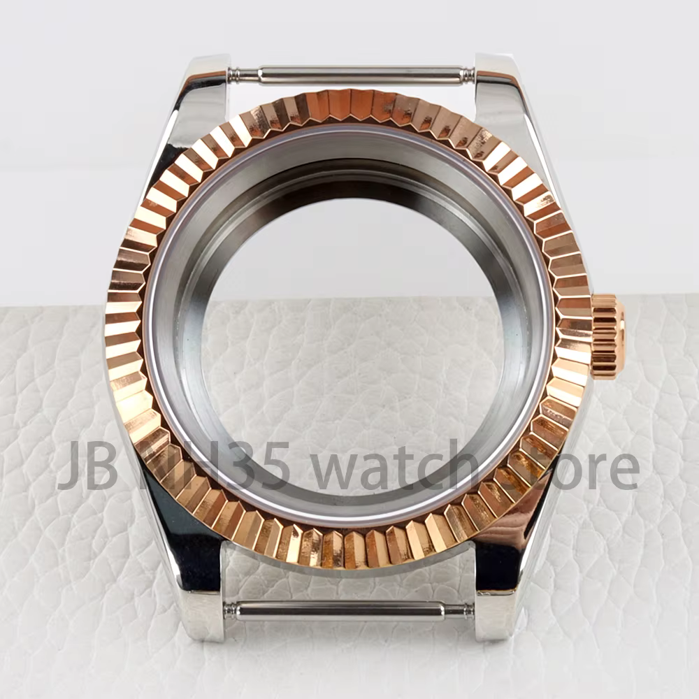Boîtier de montre en verre saphir or Rose 36/39MM, Bracelet jubilé/huître adapté au mouvement Seiko