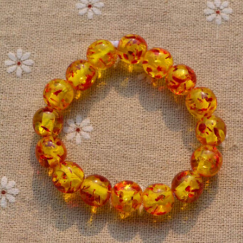 Bracelet extensible en perles d'ambre naturelles de 10 mm pour femmes, tendance mode féminine