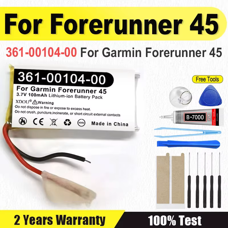 Batterie de montre intelligente 100mAh flambant neuve pour Garmin Forerunner 45 361-00104-00 Batteri