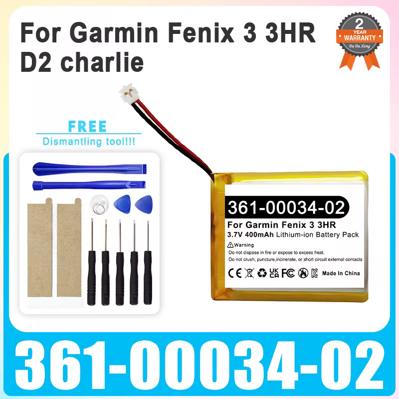 Batterie de remplacement pour montre de sport, pour Garmin Fenix 1 2 Tactix 3 3HR D2 Charlie 361-000
