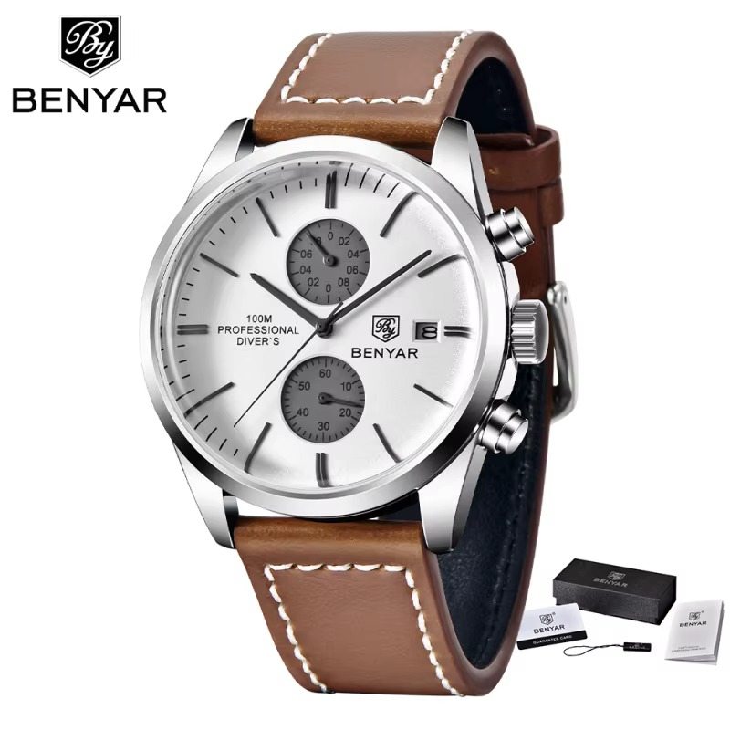 BENYAR 5187 classique Simple montre à Quartz pour hommes marque de luxe 100M étanche calendrier mili