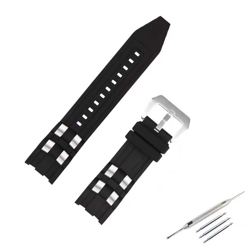 Bracelet de montre en caoutchouc pour hommes Compatible avec Invicta Pro Diver particules métallique