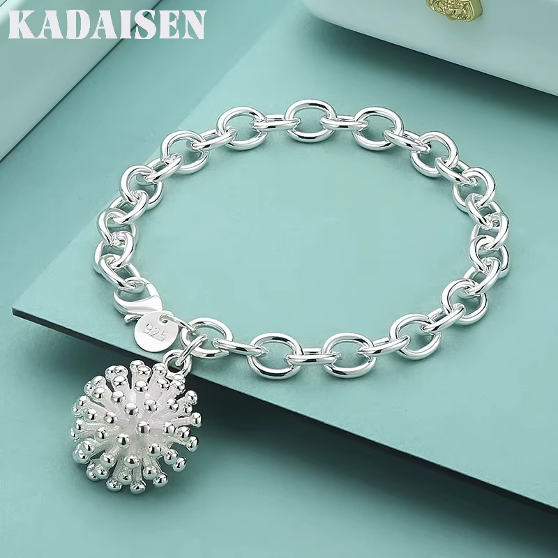 Bracelet en argent sterling 925 avec pendentif corail pour femme, bijou de charme pour mariage et fê