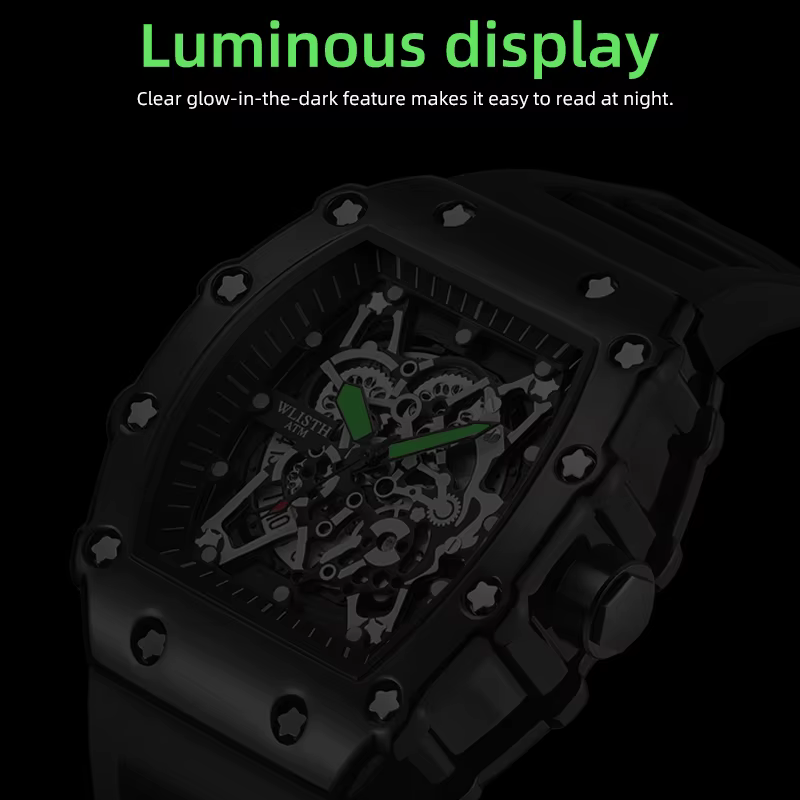 Montre de commerce extérieur grand cadran pour hommes Quartz étanche Sport carré montre lumineuse po