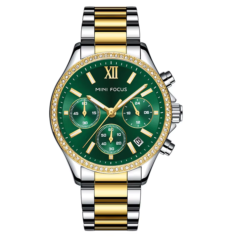 Montre à quartz multifonctionnelle pour femme MINI FOCUS - Acier inoxydable, étanche, lumineuse, ave