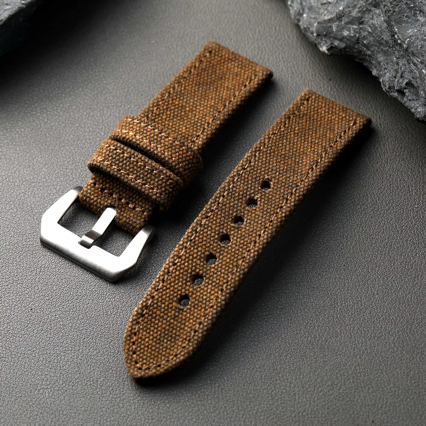 Bracelet de montre double couche en toile haut de gamme, étanche et anti-poussière, 22/24MM, bracele