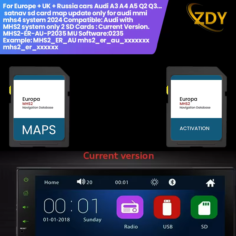 Carte SD pour Audi A3 A4 A5 Q2 Q3, carte de navigation DHL, 2024 GPS, mise à jour uniquement pour le