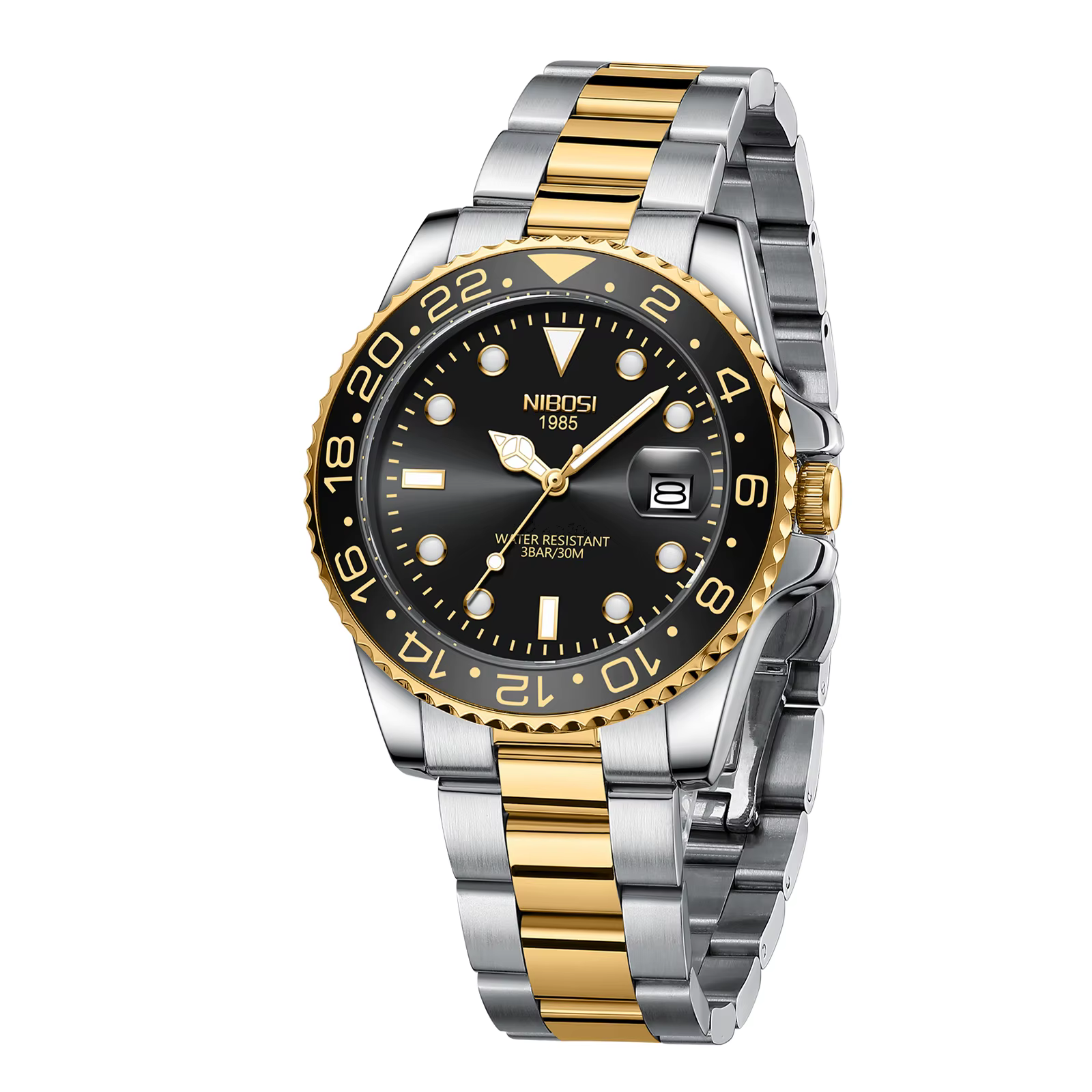 NIBOSI or noir montre hommes Top marque de luxe Quartz hommes montres étanche lumineux en acier inox