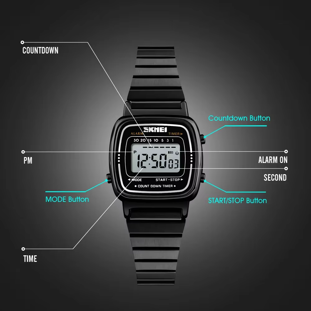 SKMEI 1901 luxe femmes montres petit cadran numérique Chrono calendrier Montre étanche dames Montre-