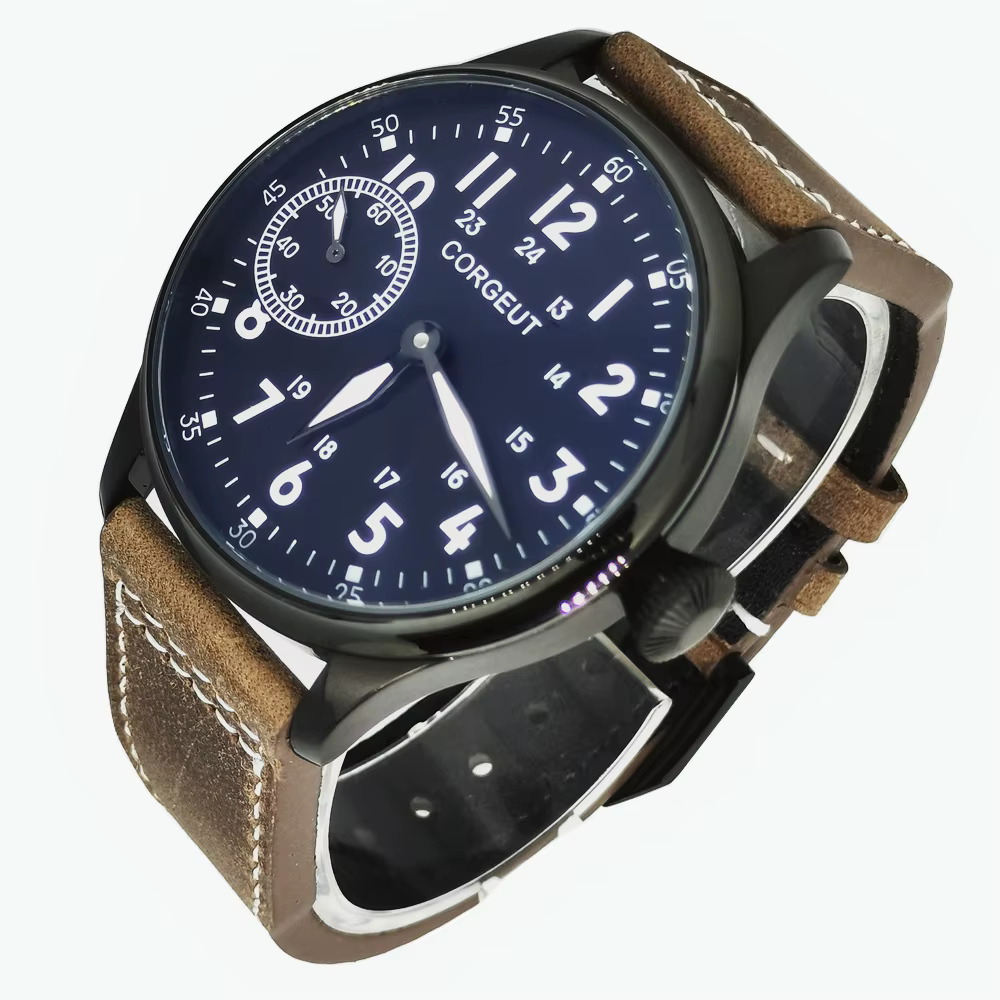 Corgeut-Montre décontractée pour homme, SeaghydrST36, mouvement à remontage manuel, bracelet en cuir