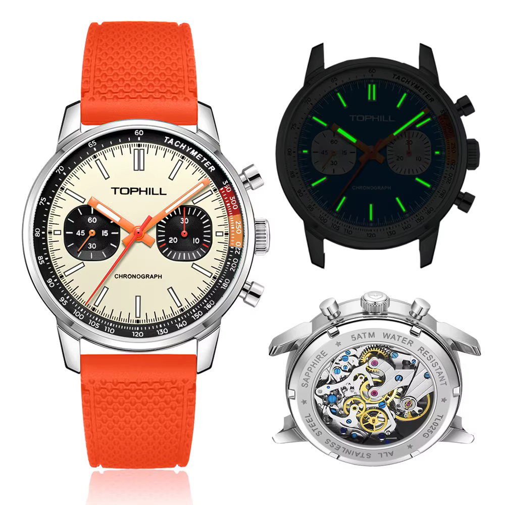 TOPHILL-Montre Krasnochronographe pour homme, montres-bracelets Shoous mécaniques, saphir, étanche à