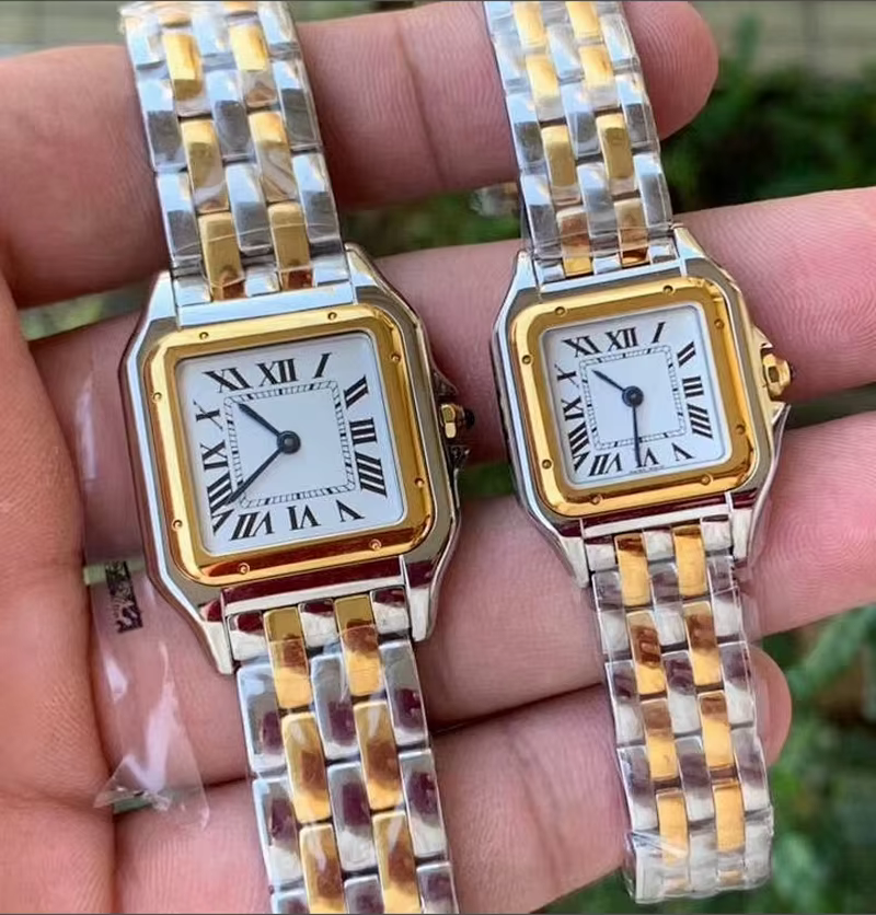 Montres-bracelets de marque pour femmes et filles, cadran carré de 22mm 27mm, bracelet en acier de b