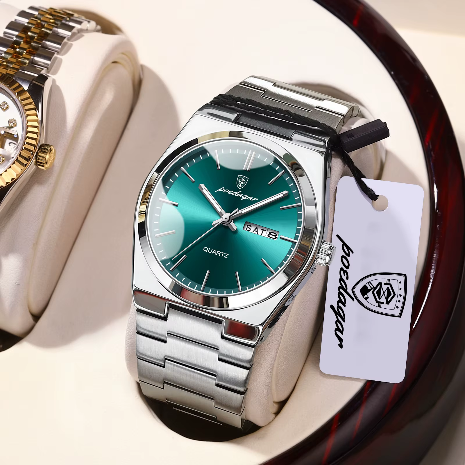 Montre pour homme POEDAGAR, élégante, en acier inoxydable, étanche, lumineuse, avec date et jour, cl