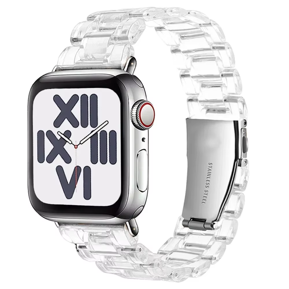 Bracelet en résine transparente pour Apple Watch Band, Bracelet arc-en-ciel intelligent, iWatch Seri