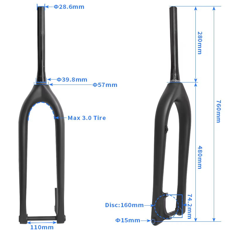 BXT 29er carbone vtt fourche Boost 110*15mm frein à disque fourche de vélo 29 "pouces conique 1-1/8 