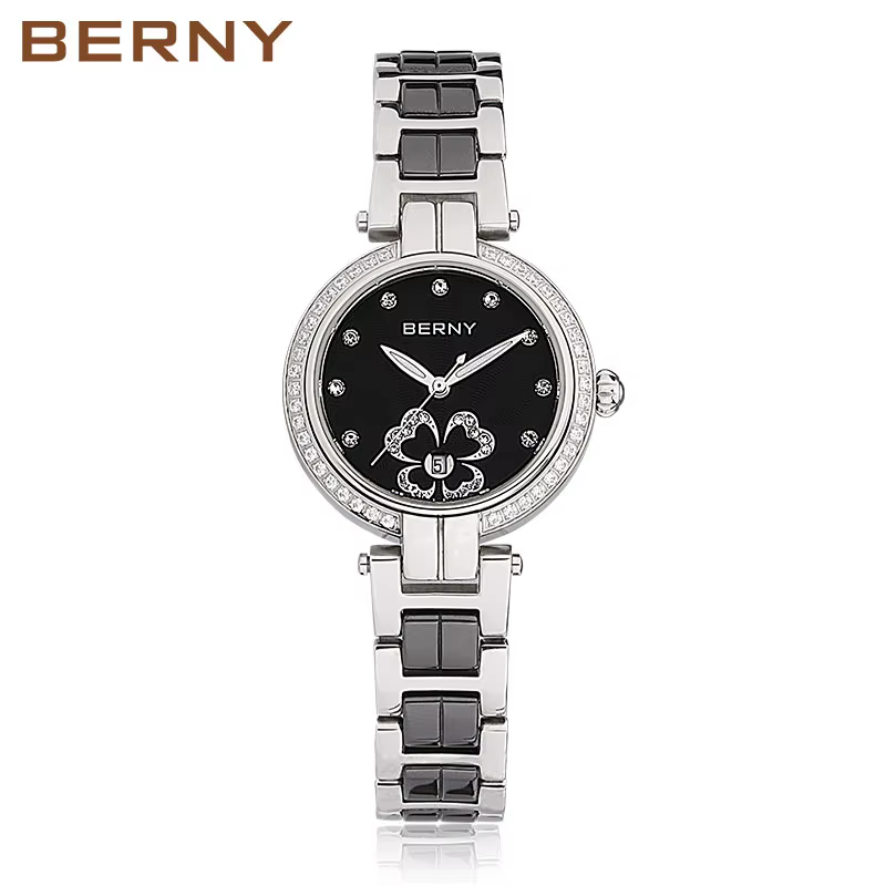 BERNY – montre-bracelet de luxe en céramique pour femmes, élégante, à Quartz, petit cadran, en acier