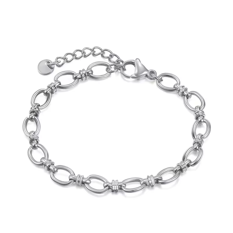 Bracelet Hip Hop Rock en acier inoxydable pour hommes et femmes, bracelet rond en or, bijoux optique