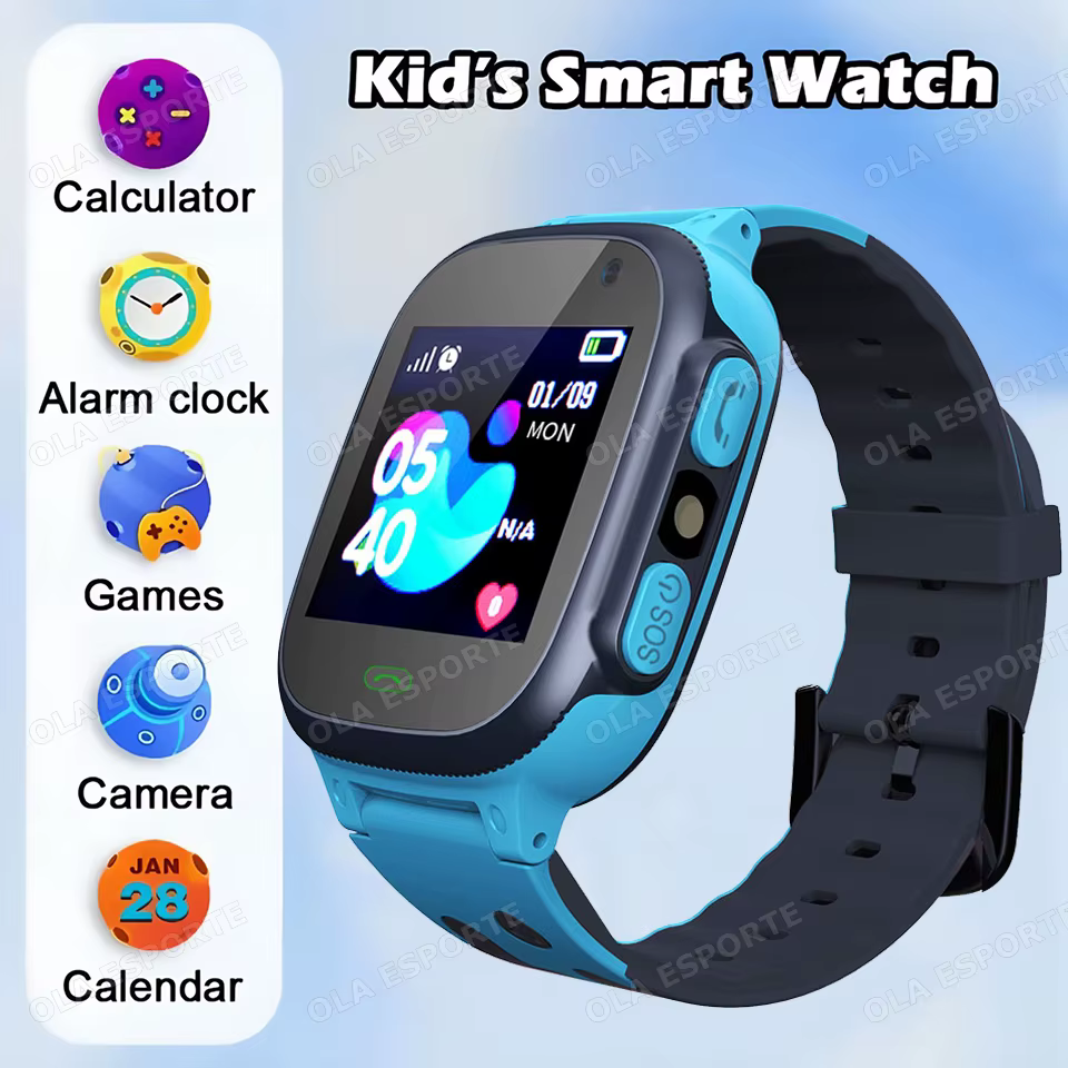 Montre connectée pour enfants, écran tactile HD, jeux d'appel, SOS, positionnement GPS, cadeau pour 