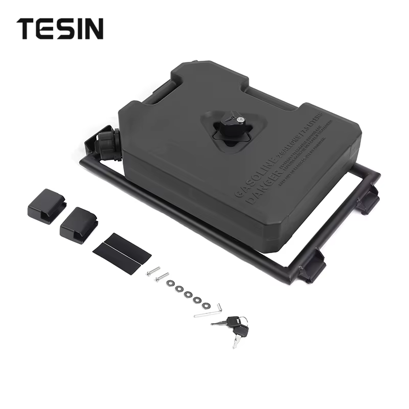 TESIN Échelle d'extension de hayon arrière pour voiture + Boîte à eau/carburant 7,5 L pour Jeep Wran