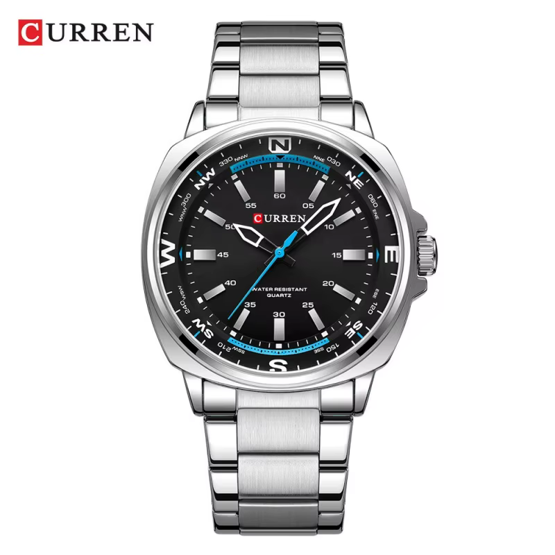 CURREN 8455 montre à Quartz de mode pour hommes affaires bracelet en acier inoxydable veilleuse étan