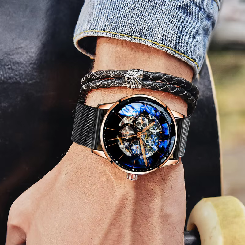 Montres pour hommes AILANG, montre-bracelet automatique mécanique pour homme, bracelet en cuir imper