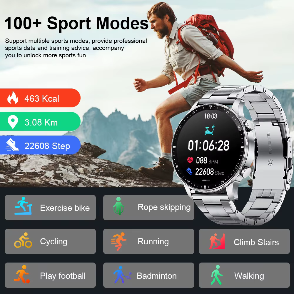 LIGE 2026 nouvelle montre intelligente hommes sang oxygène moniteur de santé montres pour hommes AI