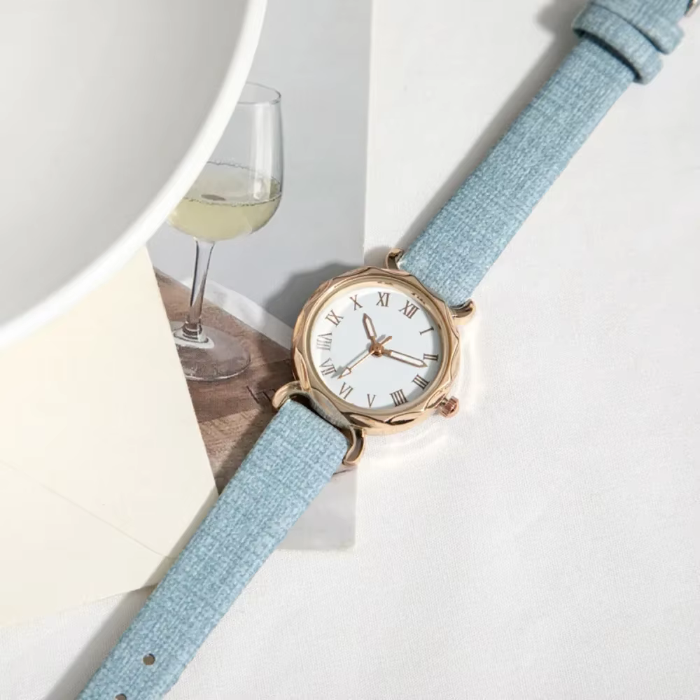 Montre-bracelet élégante pour femmes, étanche, cadran rond, à Quartz, avec bracelet réglable en Faux