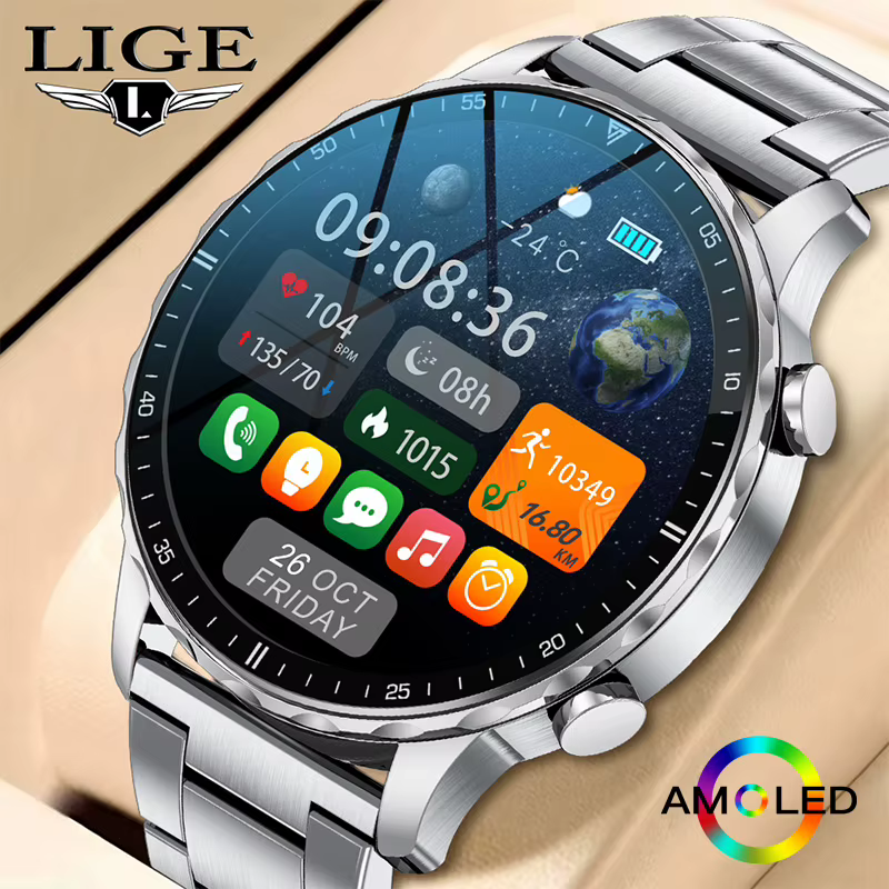 LIGE 2026 nouvelle montre intelligente hommes sang oxygène moniteur de santé montres pour hommes AI