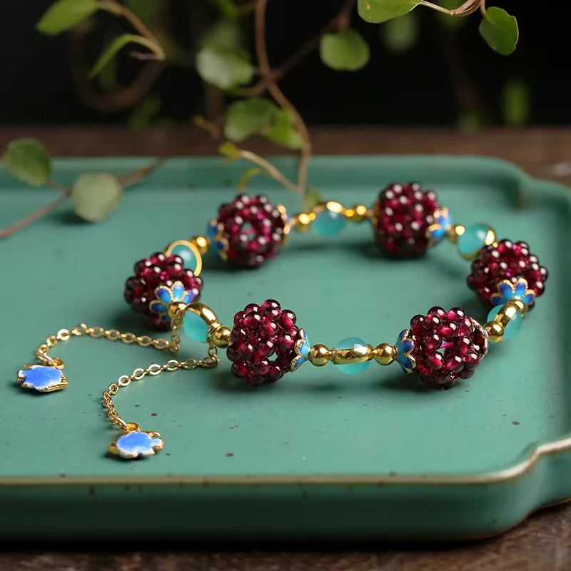 Bracelet en grenat naturel pour femmes, Simple, personnalité créative, associé à une pierre Tianhe, 