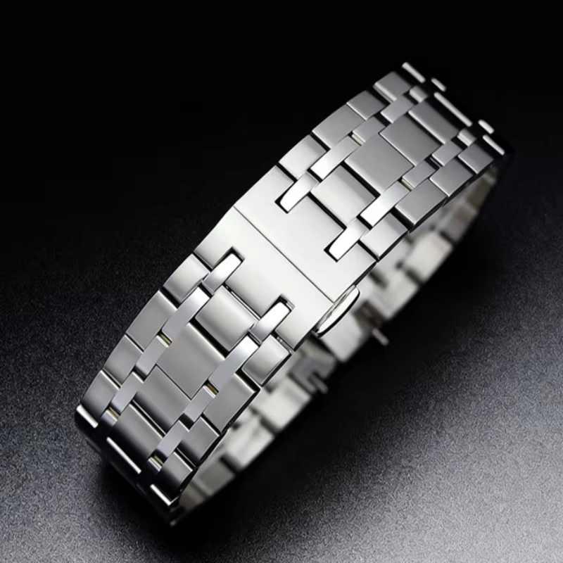 Bracelet de montre en métal de luxe, 21mm, attaches incurvées, bracelet de montre en acier inoxydabl