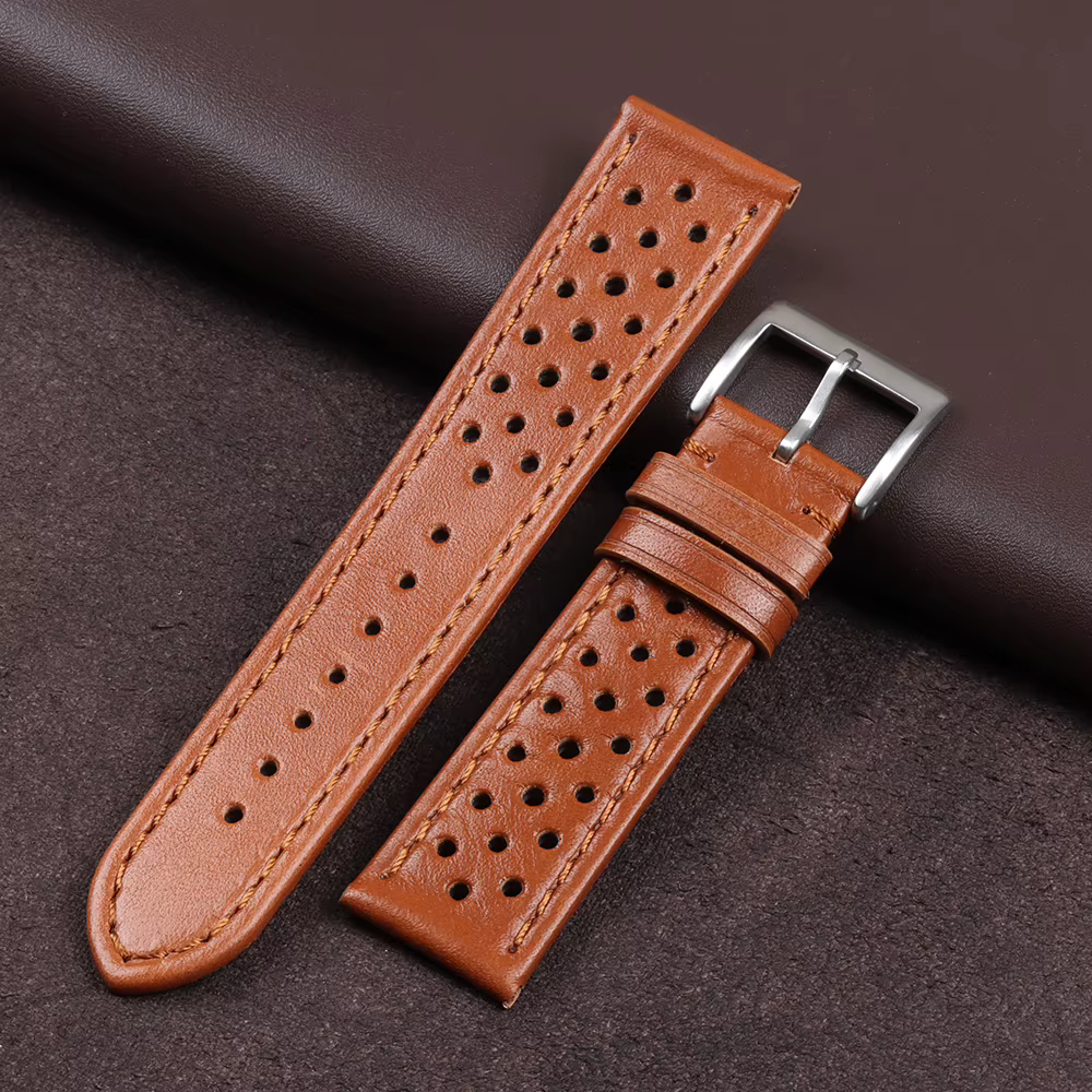 Bracelet de montre en cuir de vachette respirant pour hommes et femmes, 18mm, 20mm, 22mm, bandes con