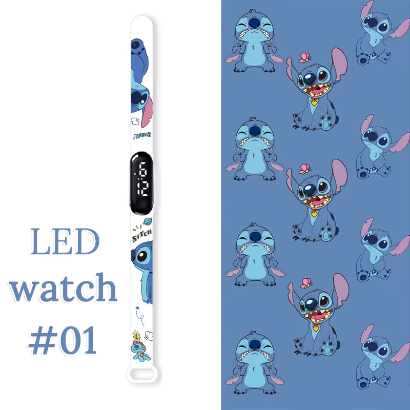 Montres Disney Stitch pour enfants, bracelet de sport pour filles, bracelet étanche, montre LED pour