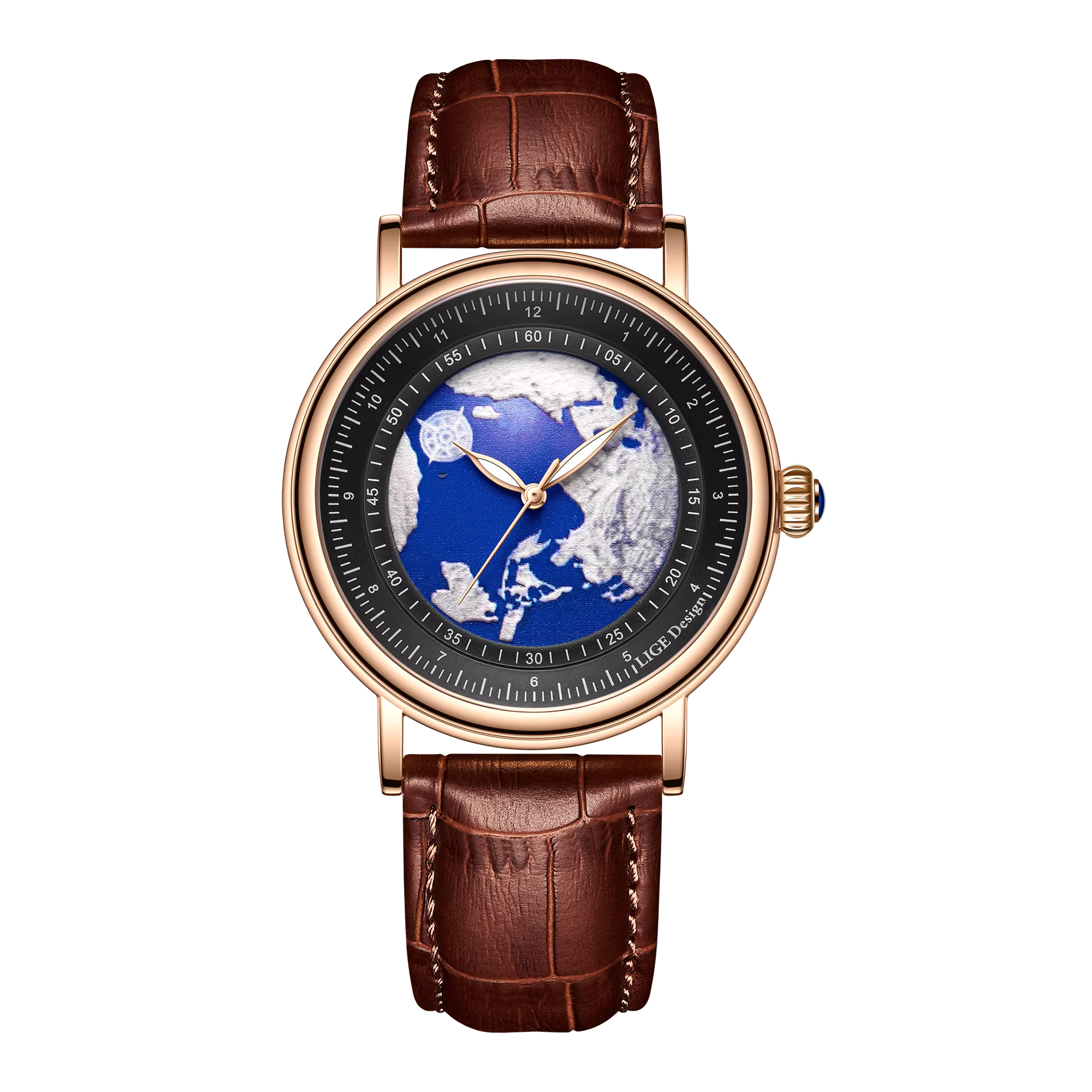 Montres-bracelets pour homme LIGE, Blue Planet Creative Earth, montre à quartz tendance pour homme,