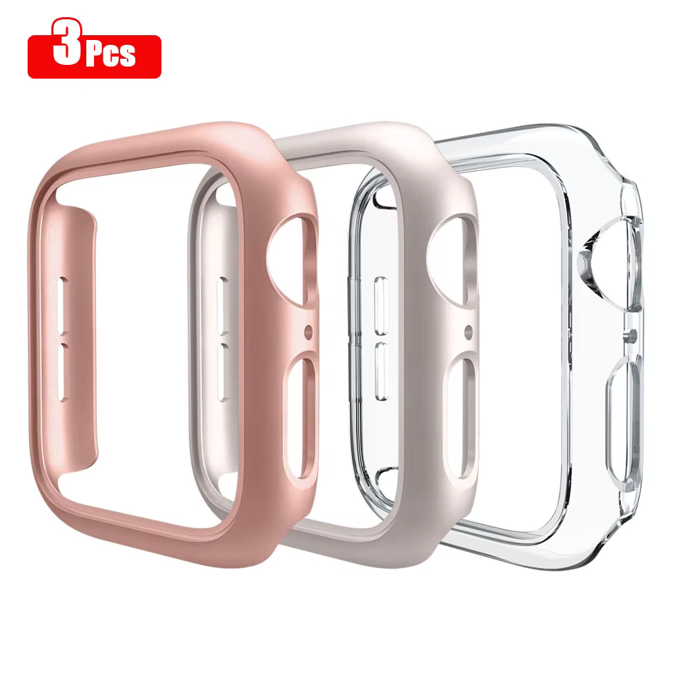 3 pièces coque rigide pour Apple Watch 45mm 41mm 38mm 42mm 40mm 44mm cadre de protection pare-chocs 