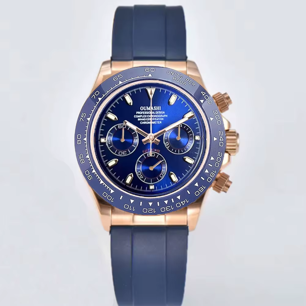 Montre chronographe pour homme VK63, boîtier VK63 or rose bleu, montre chronographe pour homme VK63,