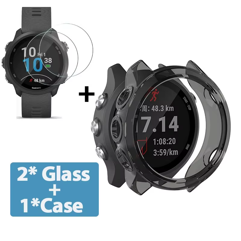 Étui de protection 2 en 1 + protecteur d'écran pour Garmin Forerunner 245 255 265 Music, housse de p